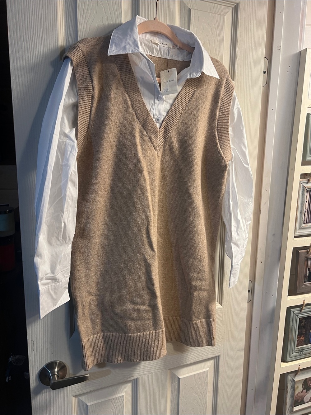 Men's V-Neck Sweater Vest in Beige — Classic Layering Piece